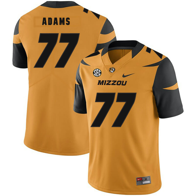 Missouri Tigers #77 Paul Adams NCAA College Football Jersey Gold 1 Missouri Tigers #77 Paul Adams NCAA College Football Jersey Gold