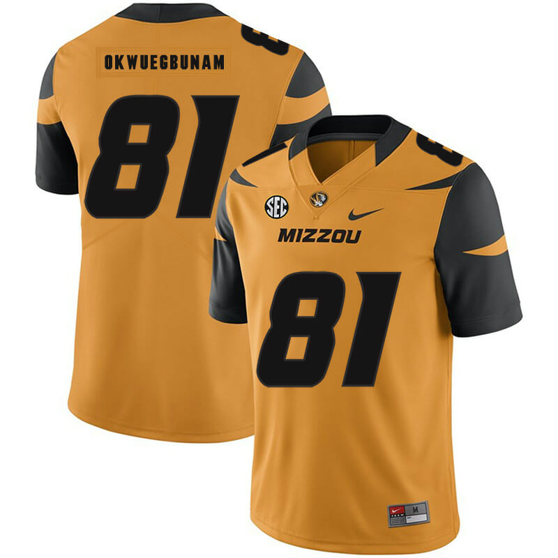 Missouri Tigers #81 Albert Okwuegbunam College Football Jersey Gold 1 Missouri Tigers #81 Albert Okwuegbunam College Football Jersey Gold