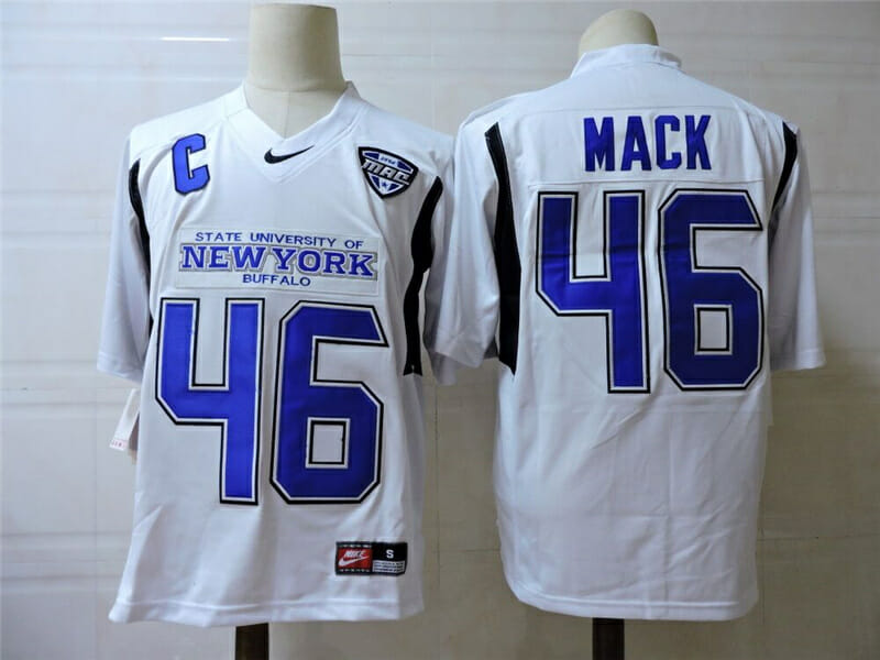 New York Buffalo #46 Mack College Football Jersey White 1 New York Buffalo #46 Mack College Football Jersey White