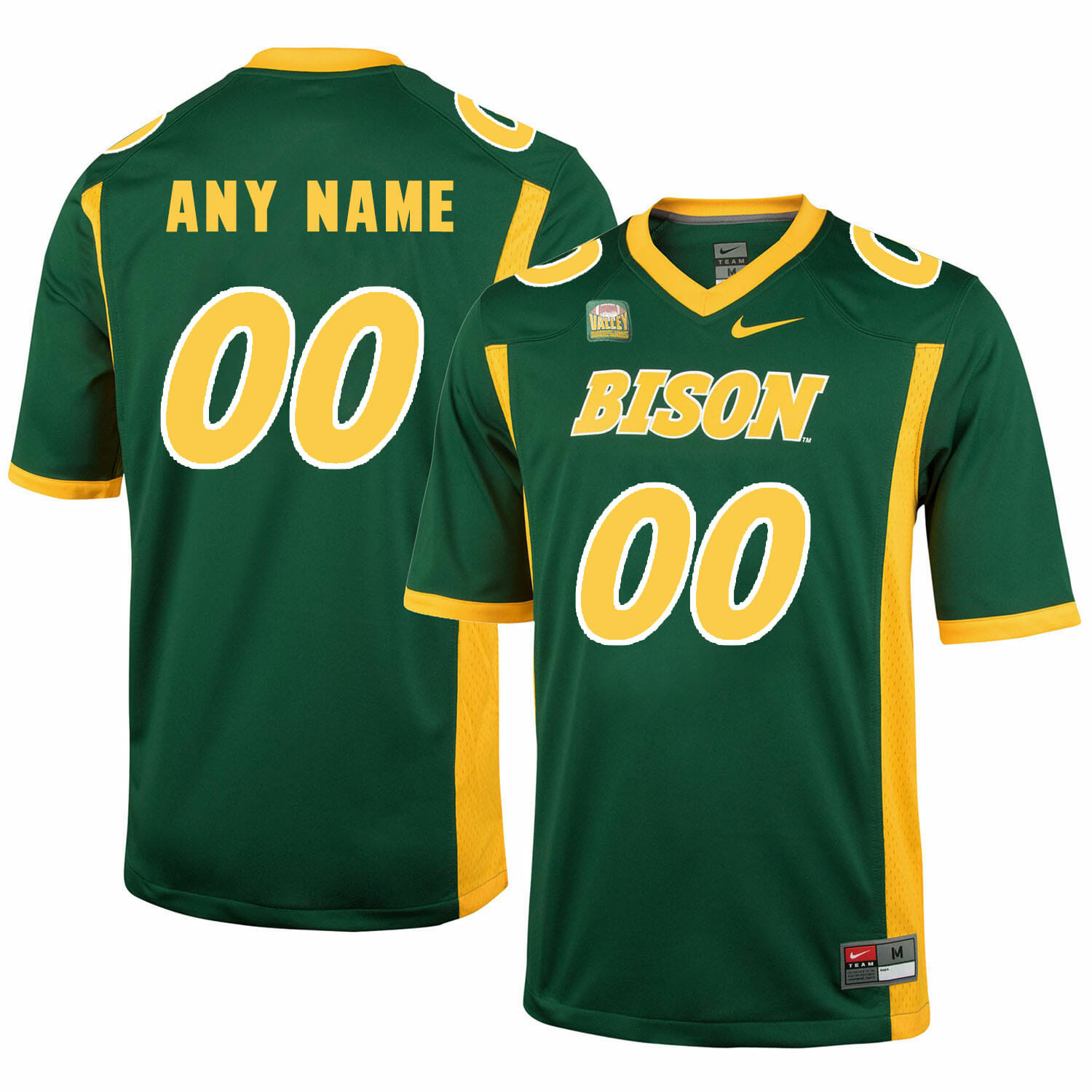 North Dakota State Bison Custom Name Number Football Jersey Green 1 North Dakota State Bison Jersey