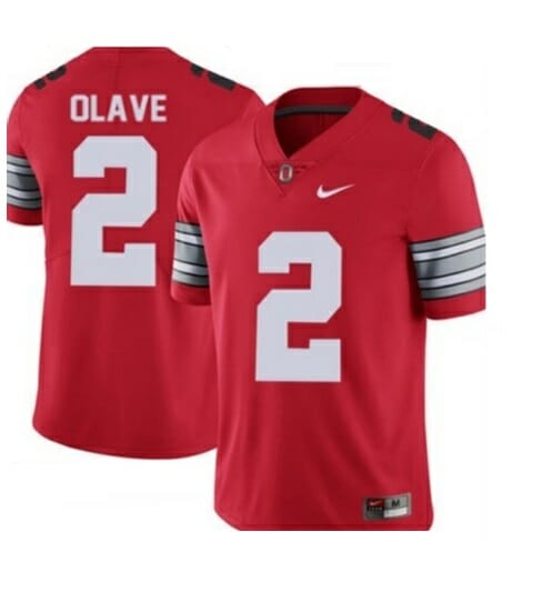 Ohio State Buckeyes #2 Chris Olave NCAA Football Red Jersey 1 Ohio State Buckeyes #2 Chris Olave NCAA Football Red Jersey