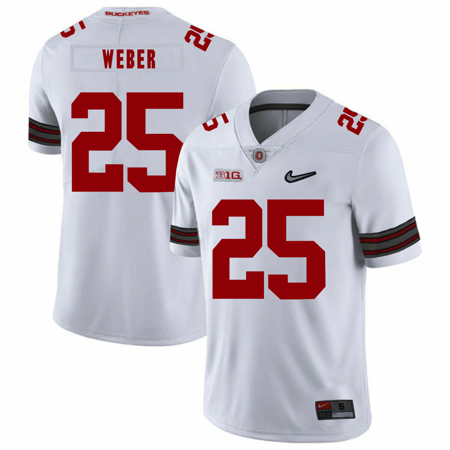 Ohio State Buckeyes #25 Mike Weber Football Jersey Diamond White 1 Ohio State Buckeyes #25 Mike Weber Football Jersey Diamond White