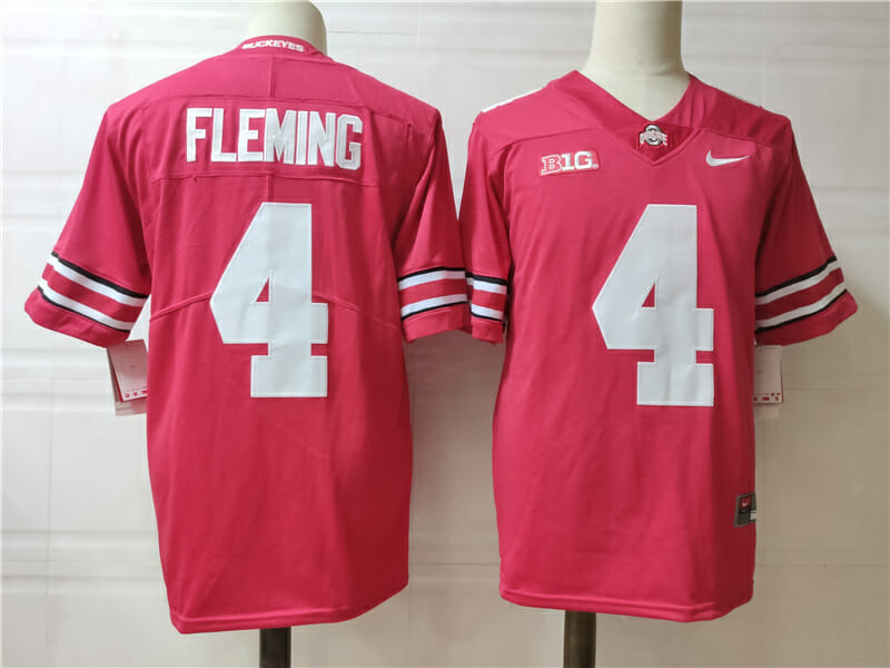 Ohio State Buckeyes #4 Fleming College Football Jersey Red 1 Ohio State Buckeyes #4 Fleming College Football Jersey Red