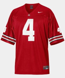 Ohio State Buckeyes #4 Santonio Holmes College Football Red Jersey