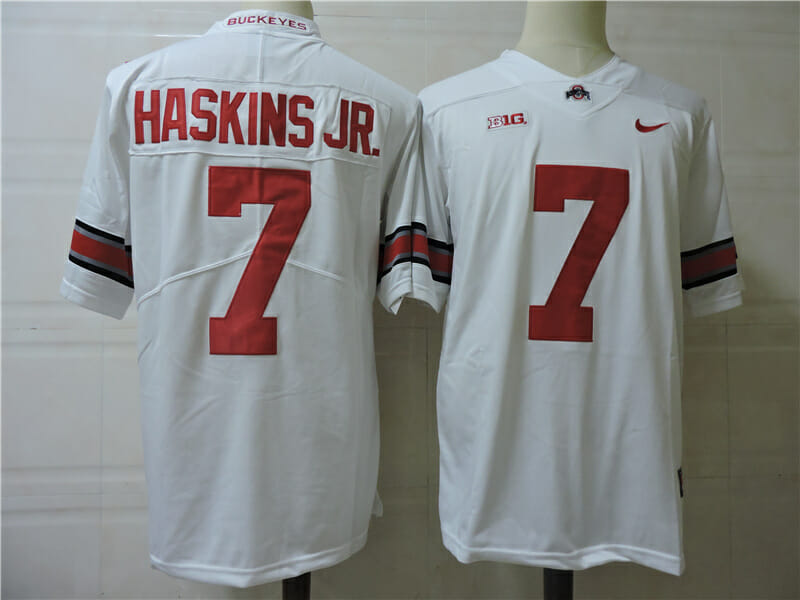 Ohio State Buckeyes #7 Dwayne Haskins Jr. Football Jersey White 1 Ohio State Buckeyes #7 Dwayne Haskins Jr. Football Jersey White