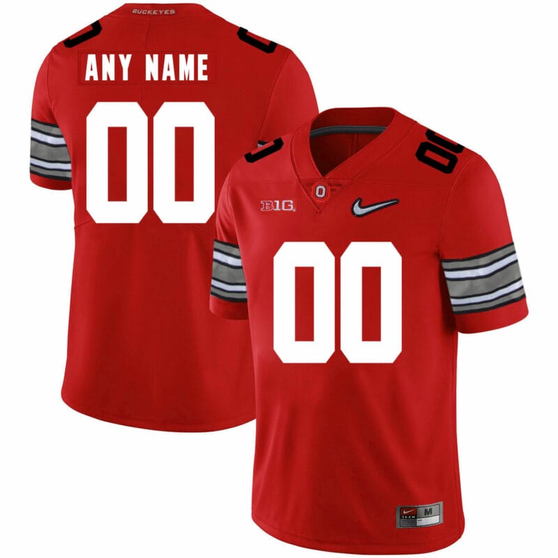 Personalized Ohio State Football Jersey Name and Number Diamond Patch Red