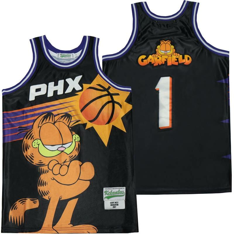 Phx #1 Garfield Movie Basketball Jersey Black 1 Phx #1 Garfield Movie Basketball Jersey Black