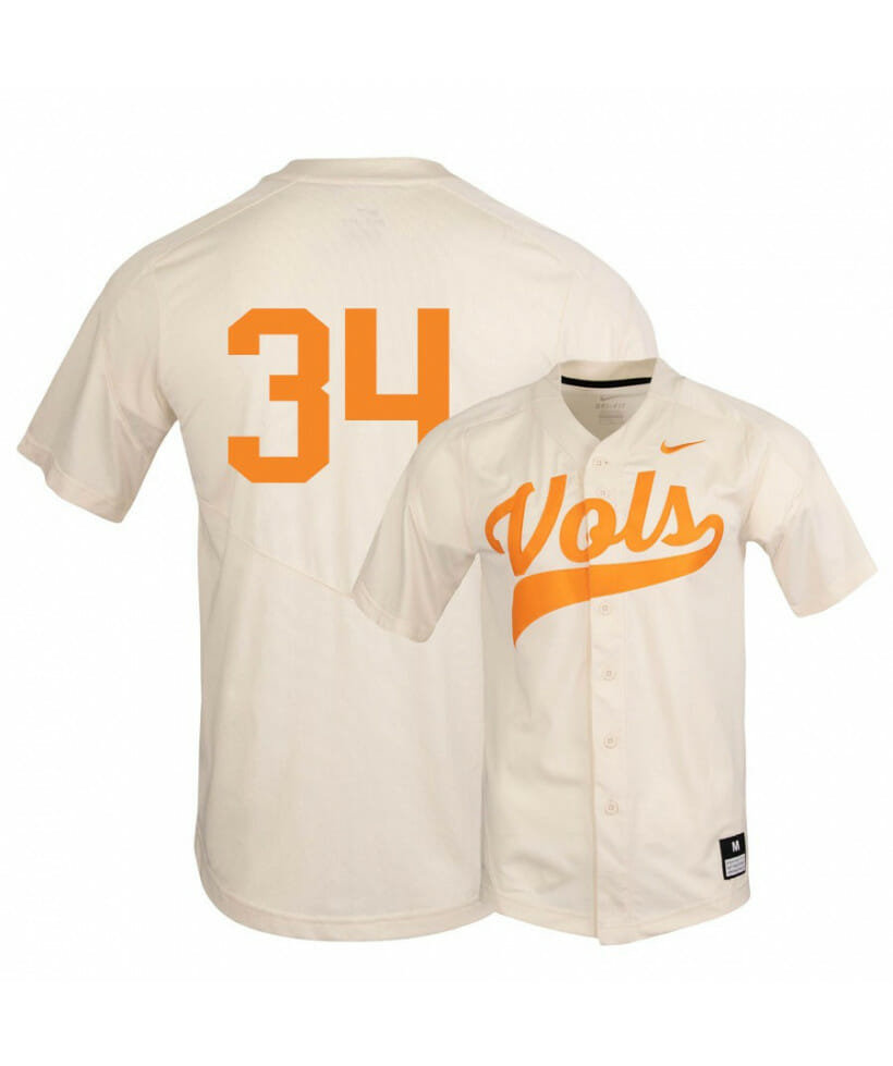 Tennessee Volunteers 34 Garrett Crochet Elite White Baseball Jersey 1 Tennessee Volunteers 34 Garrett Crochet Elite White Baseball Jersey