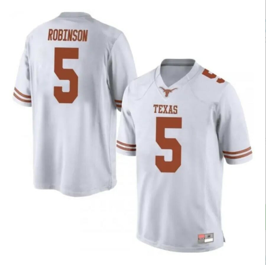 Texas Robinson Jersey #5 NCAA College Football White 1 Texas Robinson Jersey #5 NCAA College Football White