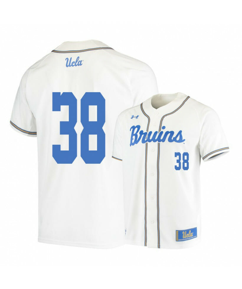 UCLA Bruins 38 Pat Caulfield White College Baseball Jersey 1 UCLA Bruins 38 Pat Caulfield White College Baseball Jersey