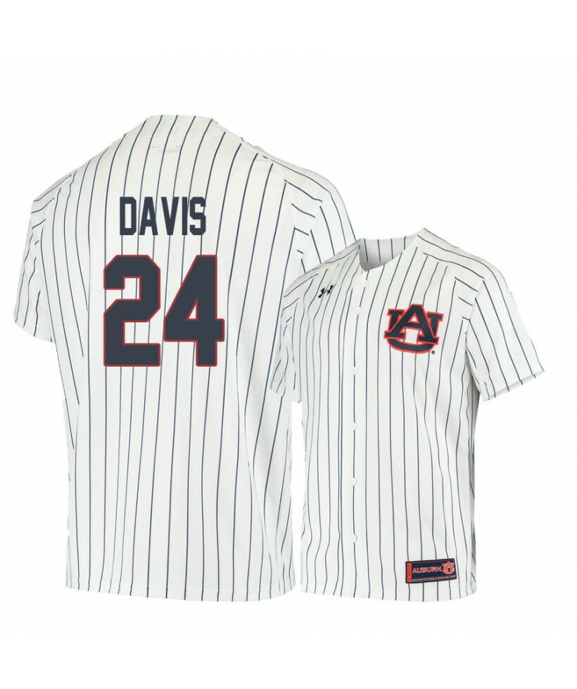 Under Armour Auburn Tigers 24 Conor Davis White Blue Baseball Jersey 1 Under Armour Auburn Tigers 24 Conor Davis White Blue Baseball Jersey