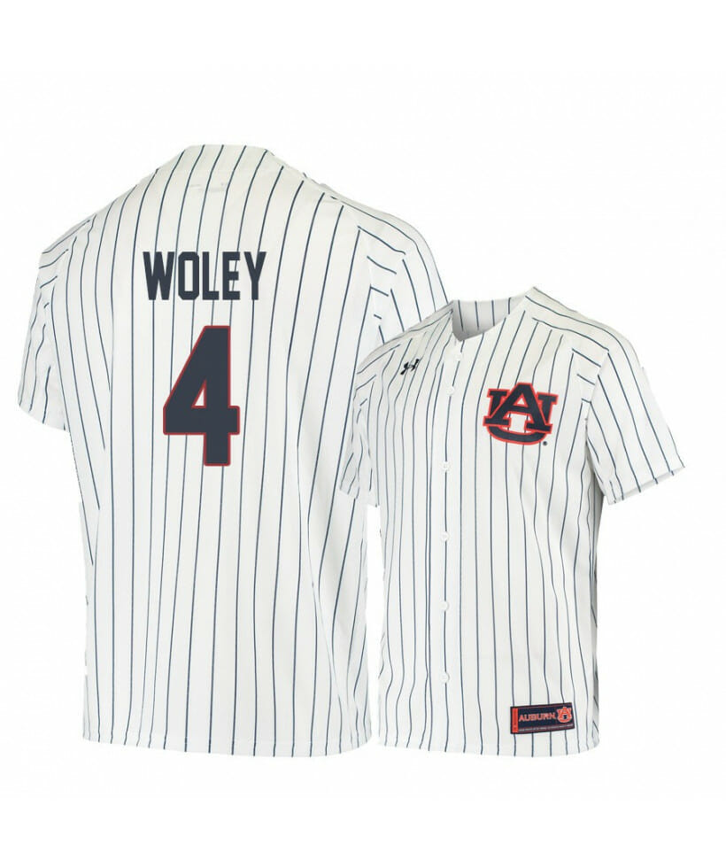 Under Armour Auburn Tigers 4 Rankin Woley White Blue Baseball Jersey 1 Under Armour Auburn Tigers 4 Rankin Woley White Blue Baseball Jersey