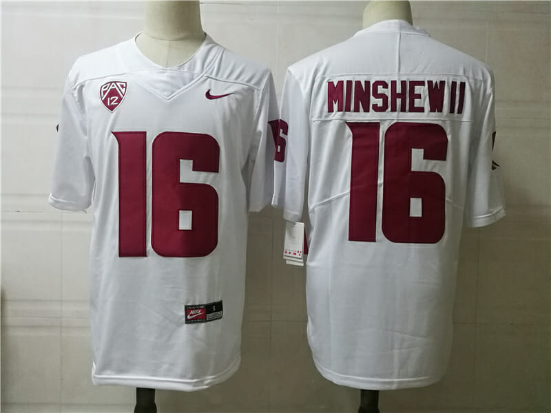 Washington State Cougars #16 Minshew College Football Jersey White 1 Washington State Cougars #16 Minshew College Football Jersey White