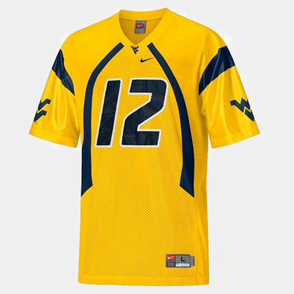 West Virginia Mountaineers #12 Geno Smith College Football Gold Jersey 1 West Virginia Mountaineers #12 Geno Smith College Football Gold Jersey