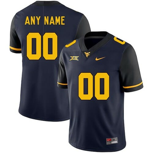 WVU Custom Jersey Name Number Navy Blue NCAA Football Jerseys 10 WVU Custom Jersey Name Number Navy Blue NCAA Football Jerseys