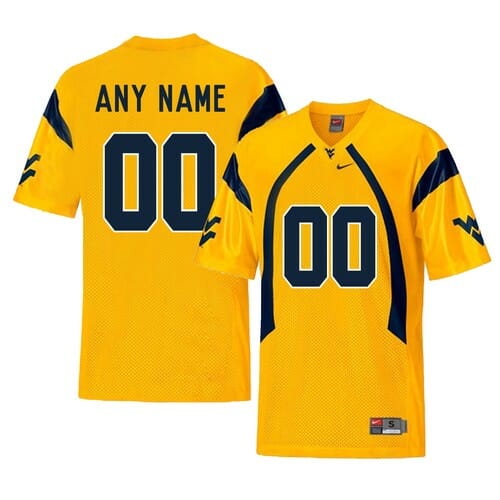Custom WVU Jersey Name Number Yellow College Football Style 2 10 Custom WVU Jersey Name Number Yellow College Football Style 2