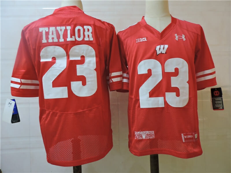 Wisconsin Badgers #23 Jonathan Taylor College Football Jersey Red 1 Wisconsin Badgers #23 Jonathan Taylor College Football Jersey Red