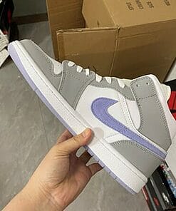 Alternative view of Air Jordan 1 Mid White Grey Blue