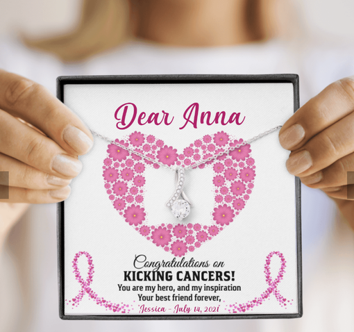 Congratulations On Kicking Cancer Breast Cancer Awareness Personalized Interlocking Necklace