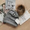 Kid Mohair Italian Pom Pom Beanie Hat