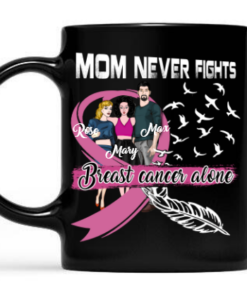 Mom Never Fights Breast Cancer Alone Mug