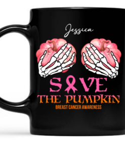 Save The Pumpkin Breast Cancer Awareness Halloween Mug