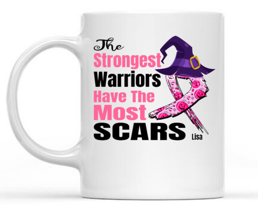 The Strongest Warriors Have The Most Scars Breast Cancer Awareness Halloween Mug
