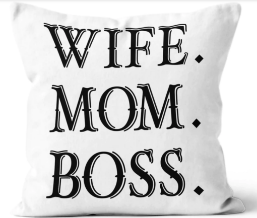 Wife Mom Boss Linen Pillow