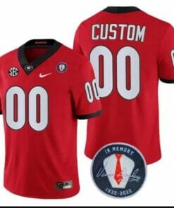 Custom UGA Jersey Name And Number Players Honoring Vince Dooley Patch Red