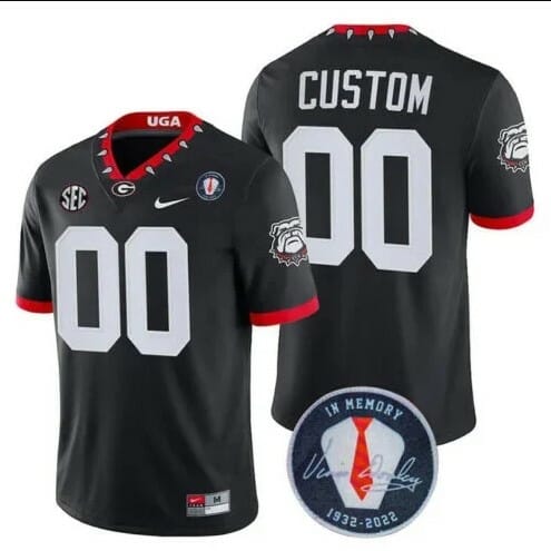 Georgia Bulldogs Jersey Custom Name and Number Honoring Vince Dooley Patch Black 8 Georgia Bulldogs Jersey Custom Name and Number Honoring Vince Dooley Patch Black