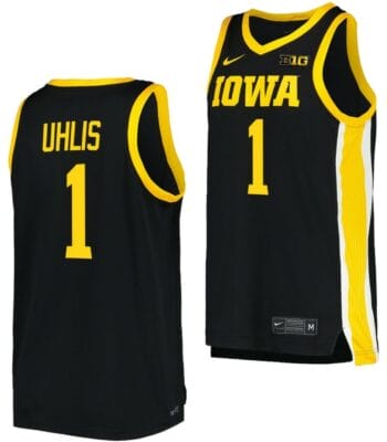 Ahron Uhlis Jersey Iowa Hawkeyes College Basketball Black #1