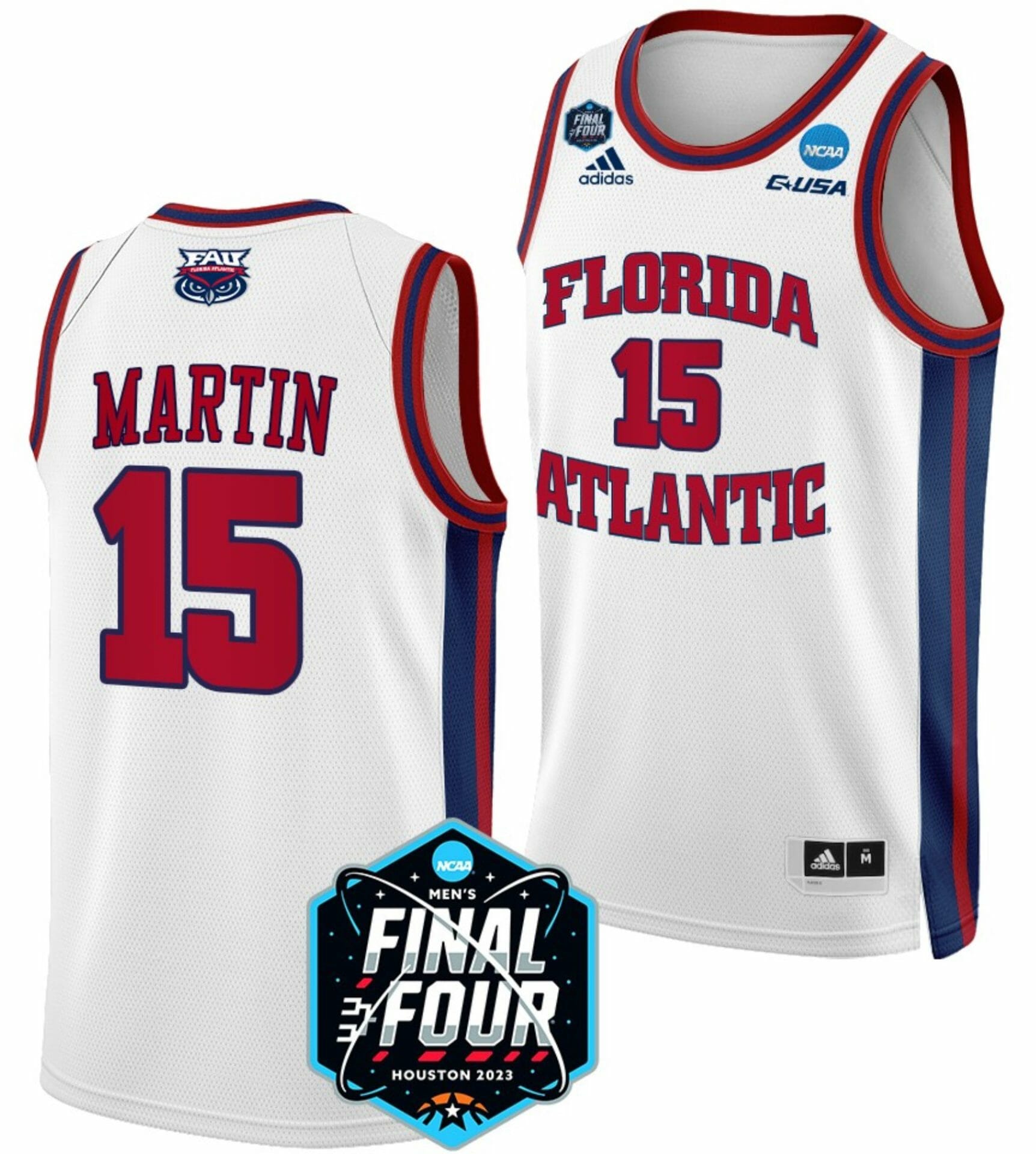 Alijah Martin Jersey FAU Owls College Basketball 2023 NCAA Final Four White #15 1 Alijah Martin Jersey FAU Owls College Basketball 2023 NCAA Final Four White #15