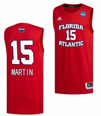 Alijah Martin Jersey FAU Owls College Basketball 2023 NCAA March Madness Red #15