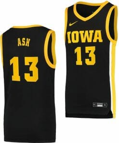 Austin Ash Jersey Iowa Hawkeyes College Basketball Black Swingman #13
