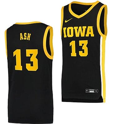 Austin Ash Jersey Iowa Hawkeyes College Basketball Black Swingman #13