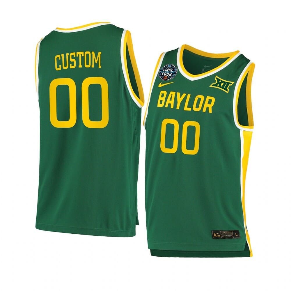 Baylor Bears Jersey Custom College Basketball Jerseys Name and Number 6 Baylor Bear March Madness Jersey Custom College Basketball Jerseys Name and Number Green Final Four Patch