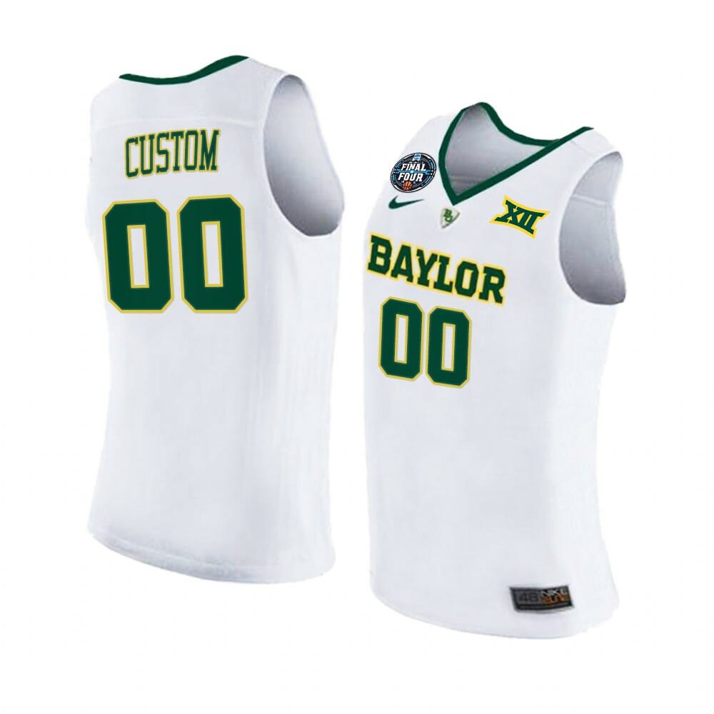 Baylor Bears Jersey Custom College Basketball Jerseys Name and Number 2 Baylor Bear March MadnessJersey Custom College Basketball Jerseys Name and Number White Final Four Patch