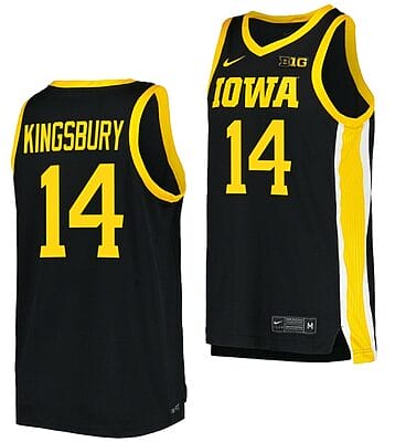 Carter Kingsbury Jersey Iowa Hawkeyes College Basketball Black #14