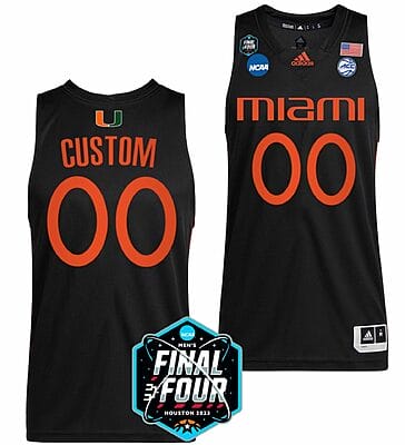 Custom Miami Hurricanes Jersey College Basketball 2023 NCAA Final Four Black 6 Custom Miami Hurricanes Jersey College Basketball 2023 NCAA Final Four Black