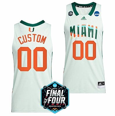 Custom Miami Hurricanes Jersey College Basketball 2023 NCAA Final Four White 6 Custom Miami Hurricanes Jersey College Basketball 2023 NCAA Final Four White