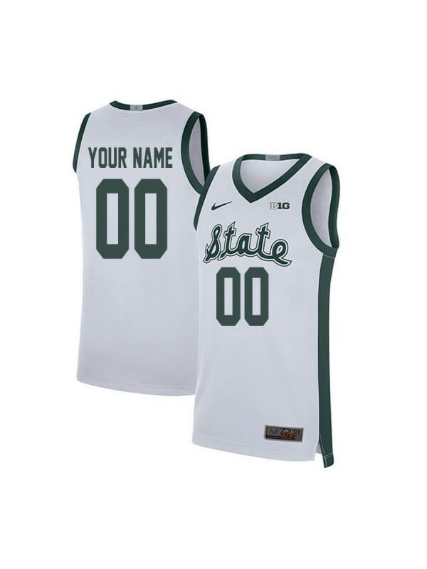 Custom Michigan State Spartans Jersey College Basketball Name and Number Elite White 6 Custom Michigan State Spartans Jersey College Basketball Name and Number Elite White