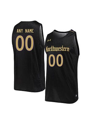 Custom Northwestern Wildcats Jersey College Basketball Name and Number Black