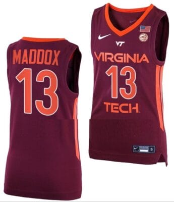 Dairus Maddox Jersey Virginia Tech Hokies College Basketball Away Maroon #13 10 Dairus Maddox Jersey Virginia Tech Hokies College Basketball Away Maroon #13