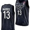 Darius Maddox Jersey Virginia Tech Hokies College Basketball Swingman Black #13