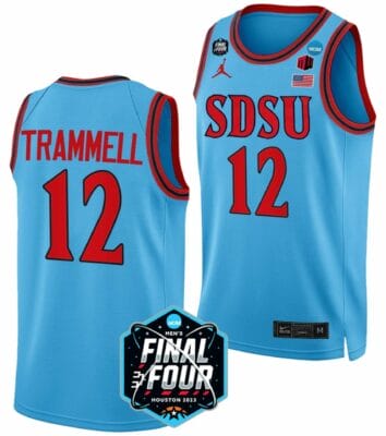 Darrion Trammell Jersey San Diego State Aztecs College Basketball 2023 NCAA Final Four Blue #12