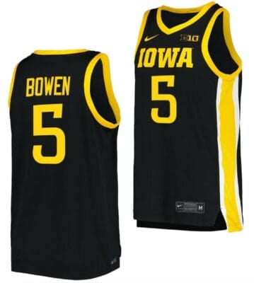 Dasonte Bowen Jersey Iowa Hawkeyes College Basketball Black #5