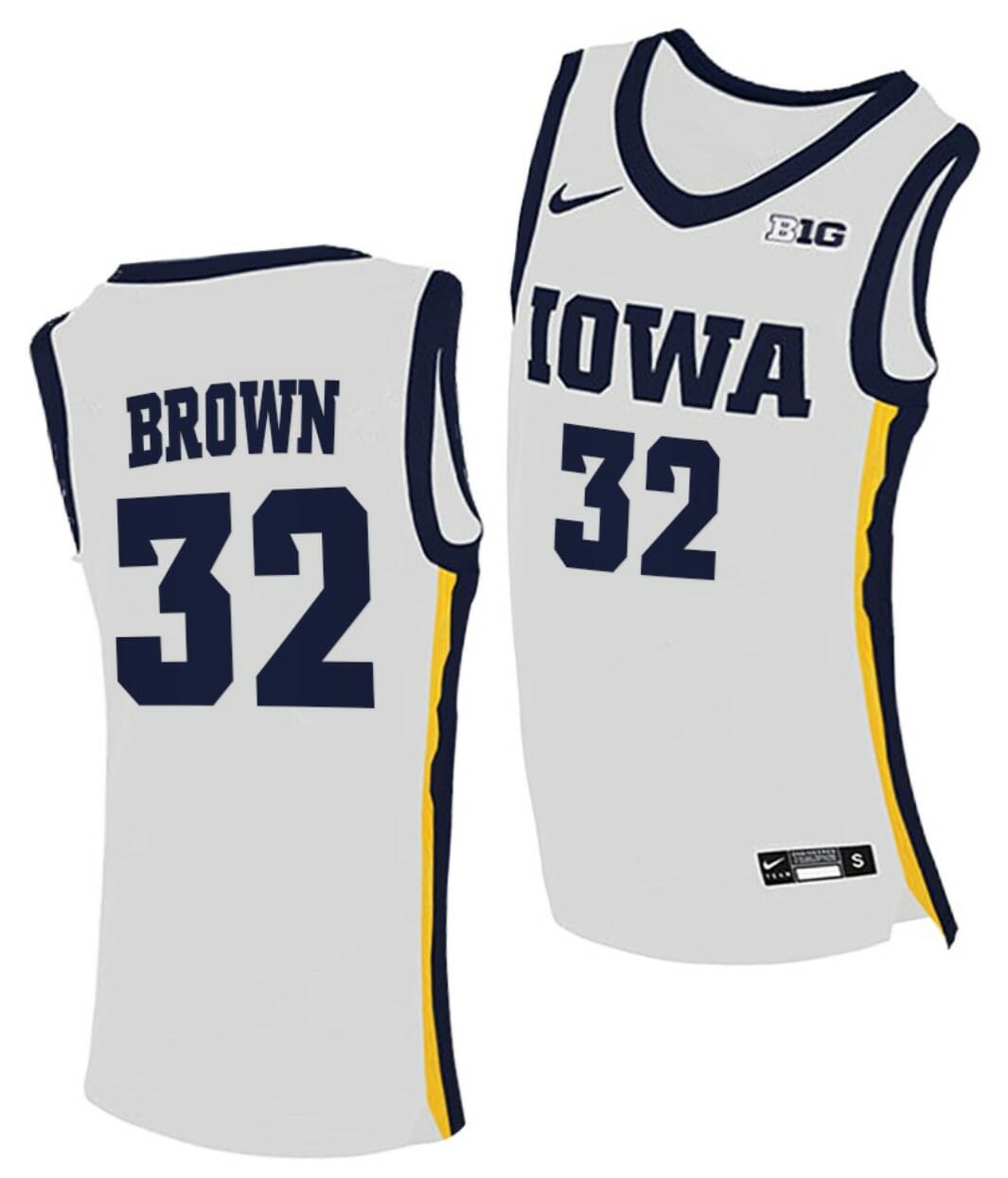 Fred Brown Jersey Iowa Hawkeyes College Basketball White #32 1 Fred Brown Jersey Iowa Hawkeyes College Basketball White #32