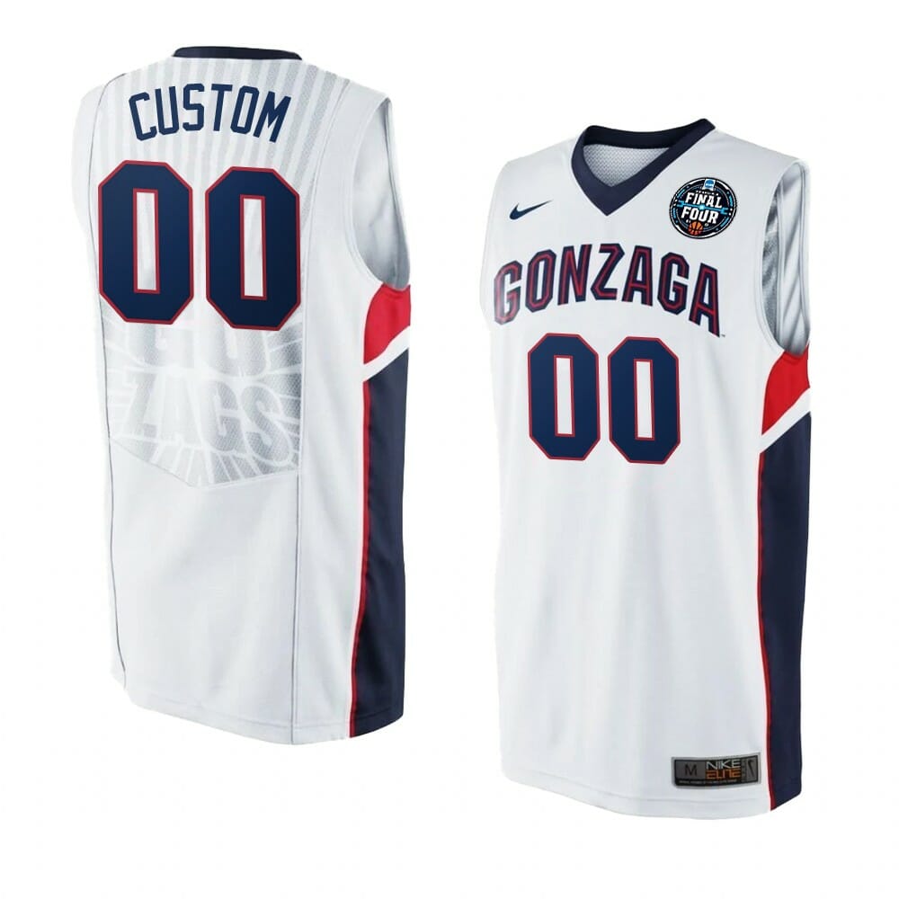 Gonzaga Bulldogs Jersey Custom College Basketball Jerseys Name and Number Black New 2 Gonzaga Bulldogs March Jersey Custom College Basketball Jerseys Name and Number White Final Four Patch