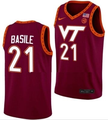 Grant Basile Jersey Virginia Tech Hokies College Basketball Swingman Maroon #21