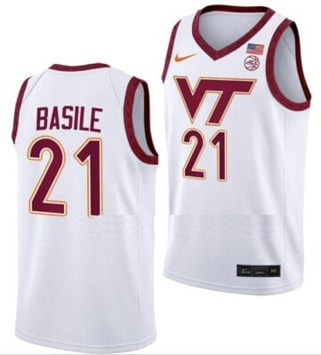 Grant Basile Jersey Virginia Tech Hokies College Basketball Swingman White #21